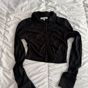 HYFVE Black Ribbed Button-Down Shirt